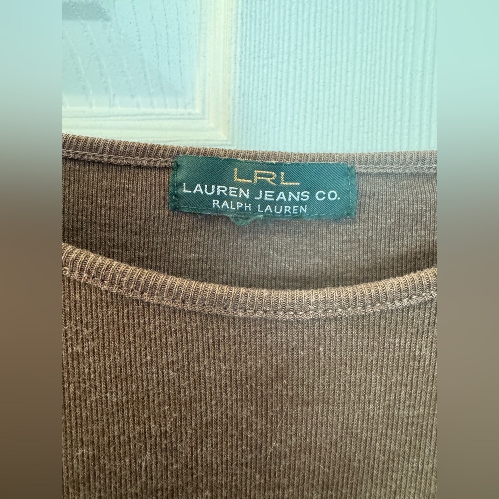 LRL Lauren Ralph Lauren Long-Sleeved Shift Dress, Brown, Size L - Picture 3 of 10